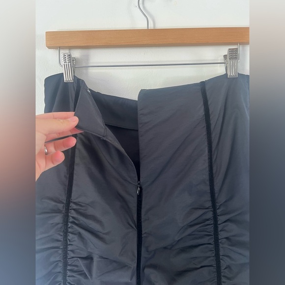 Ronen Chen Black Cotton & Velvet Striped Ruched Midi Skirt - Picture 5 of 7